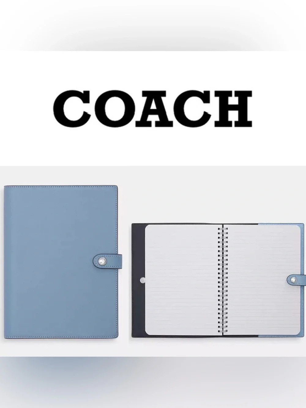 NEW Coach Cornflower Blue Smooth Leather Notebook Journal Diary Planner